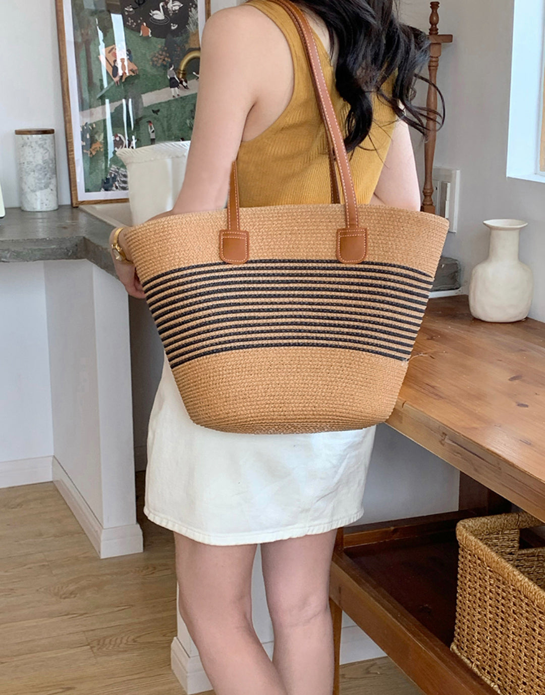 Straw Beach Bags Tote Bag&Summer Handwoven Shoulder Bags