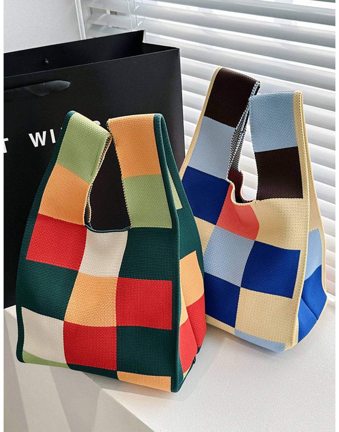 Vest Bag Trendy Knitted Handbag Colorful Mini Tote