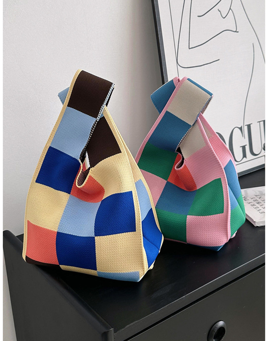 Vest Bag Trendy Knitted Handbag Colorful Mini Tote