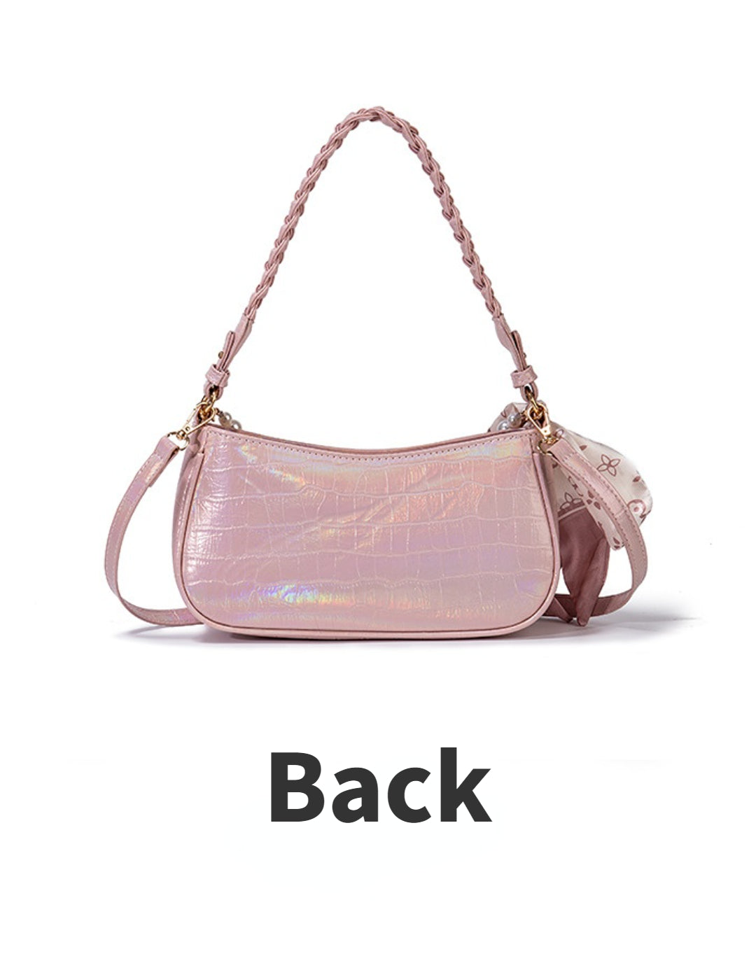 Laser Pink Crossbody Baguette Bag