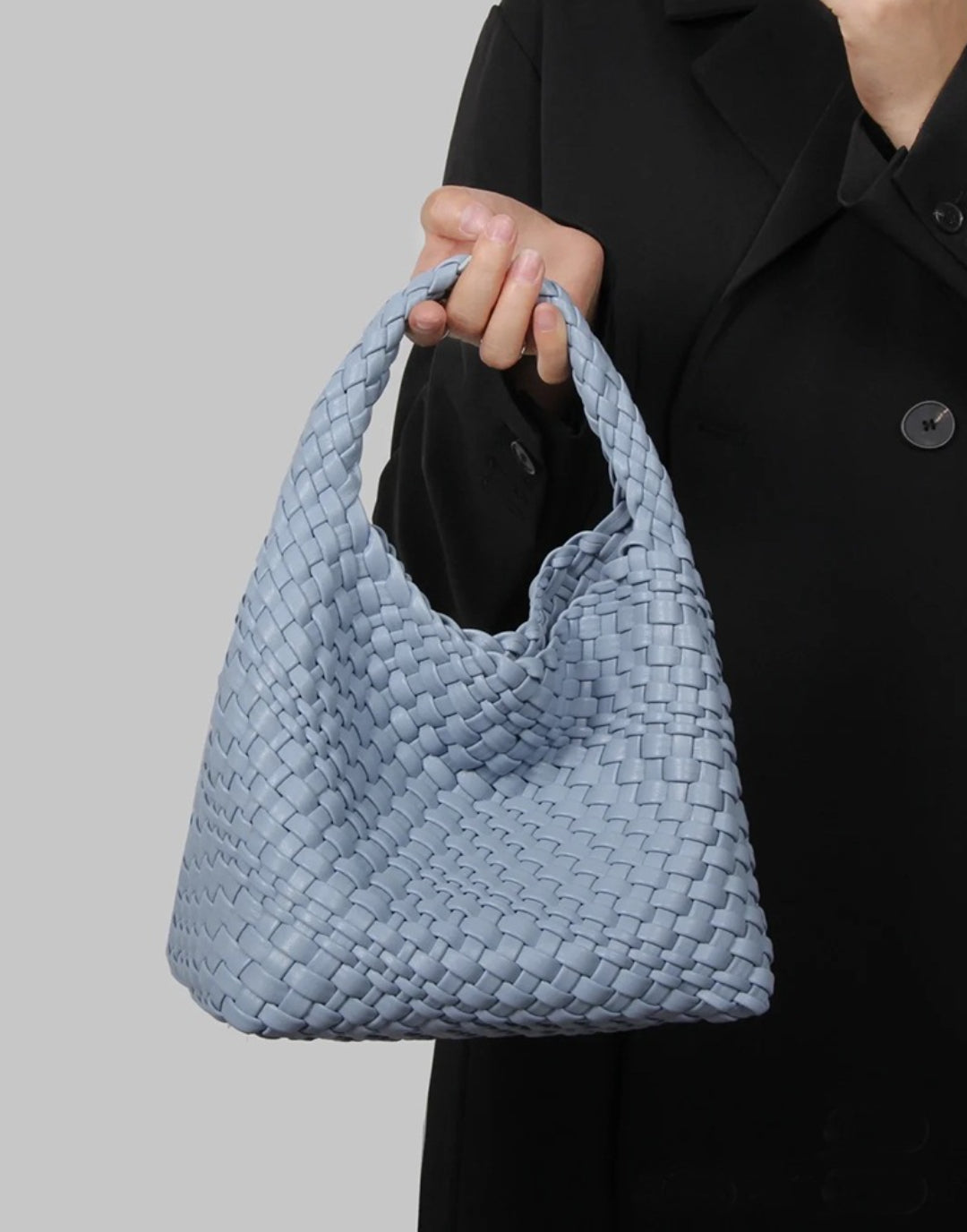 Women Vegan Leather Hand Woven Tote Handbag With Inner Bag