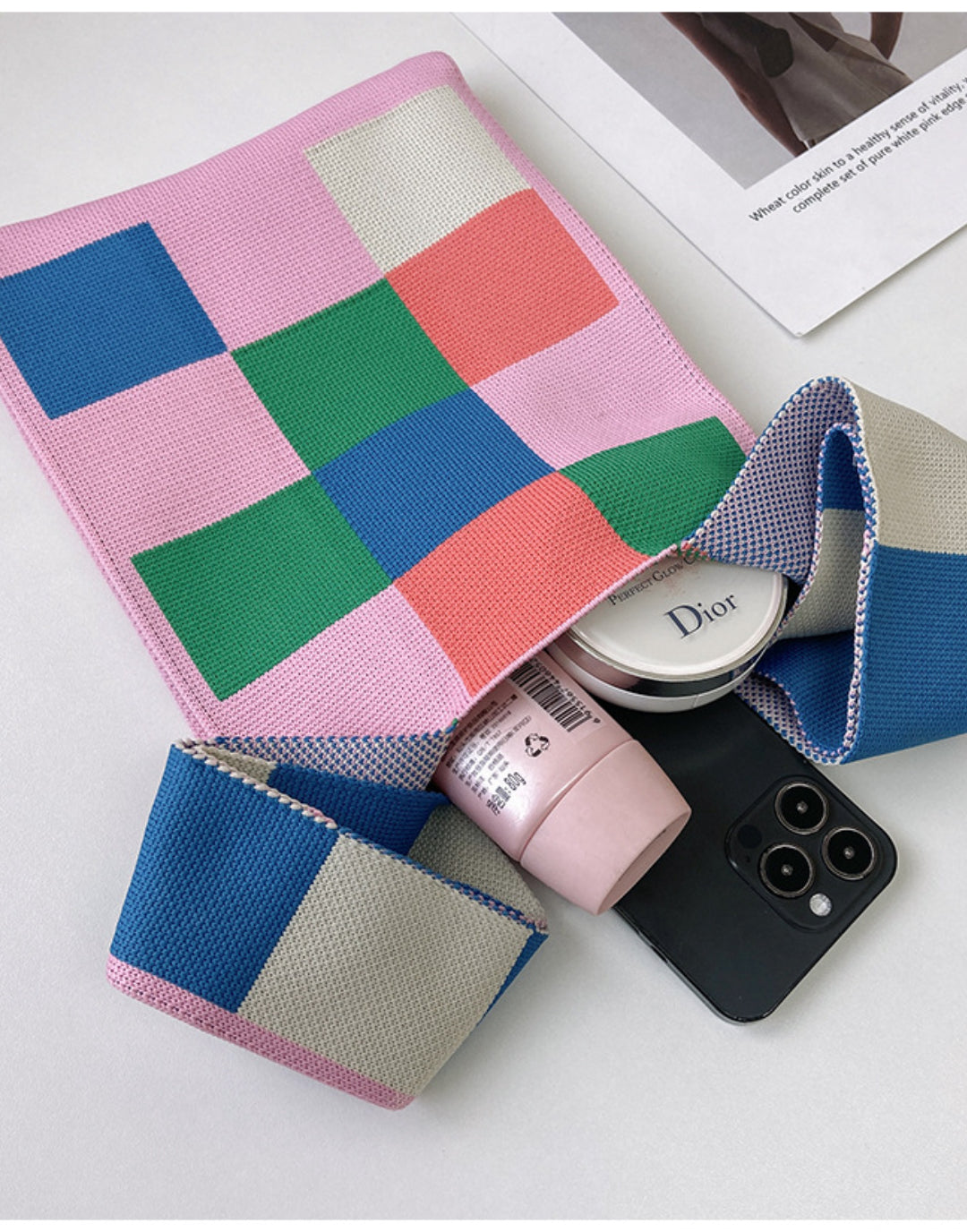 Vest Bag Trendy Knitted Handbag Colorful Mini Tote