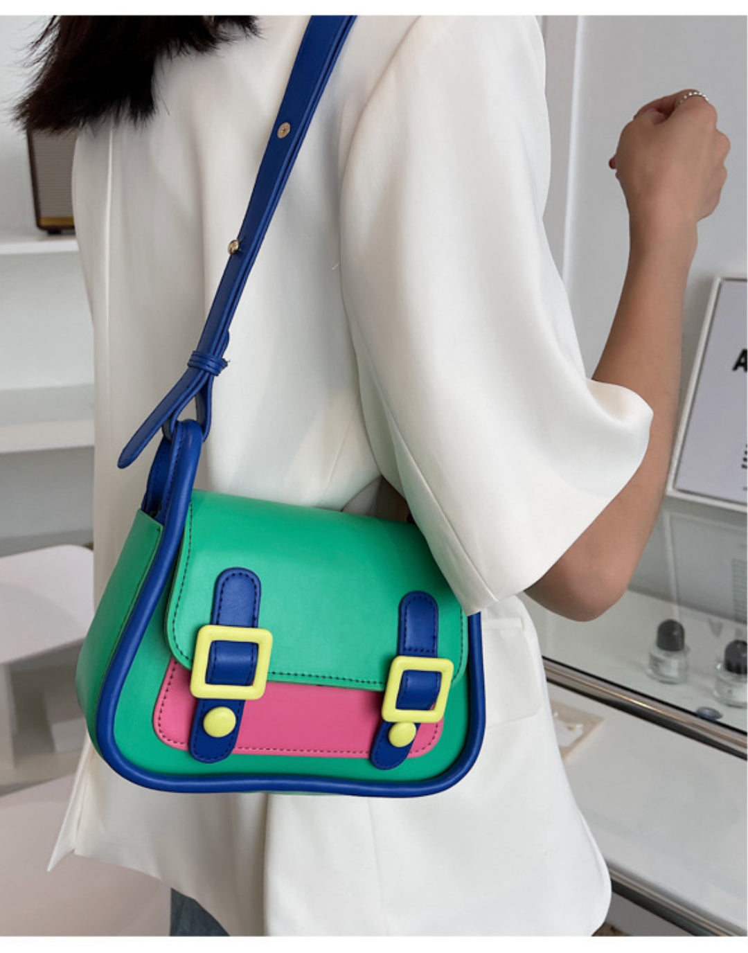 Contrasting color sweet girl fashion shoulder bag Dopamine Purse