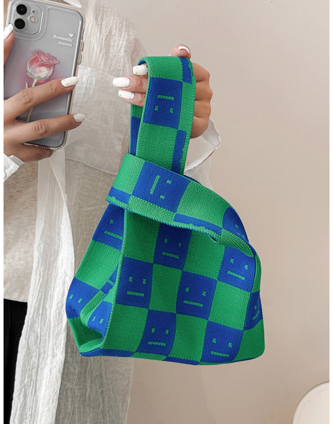 Vest Bag Trendy Knitted Handbag Colorful Mini Tote