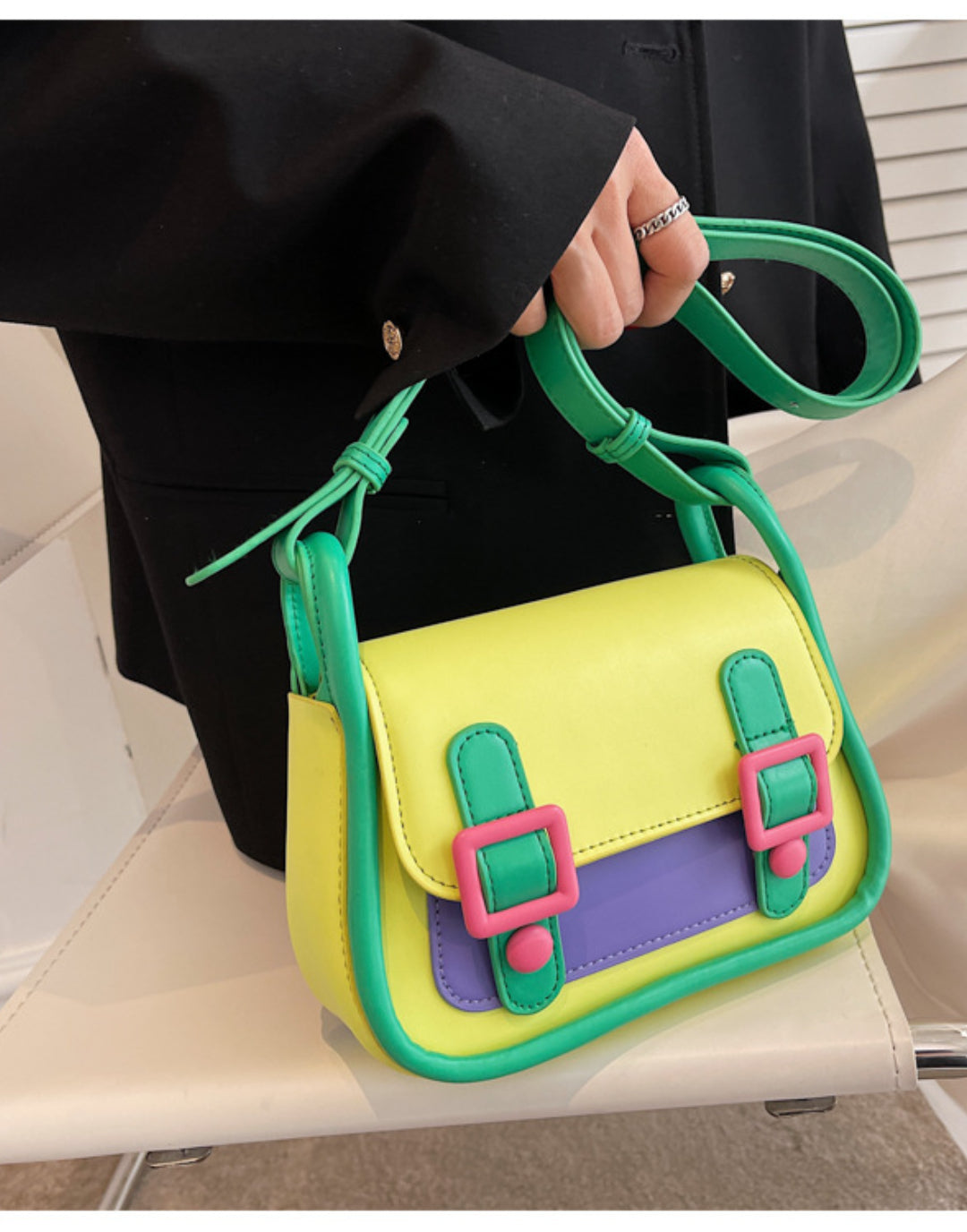 Contrasting color sweet girl fashion shoulder bag Dopamine Purse