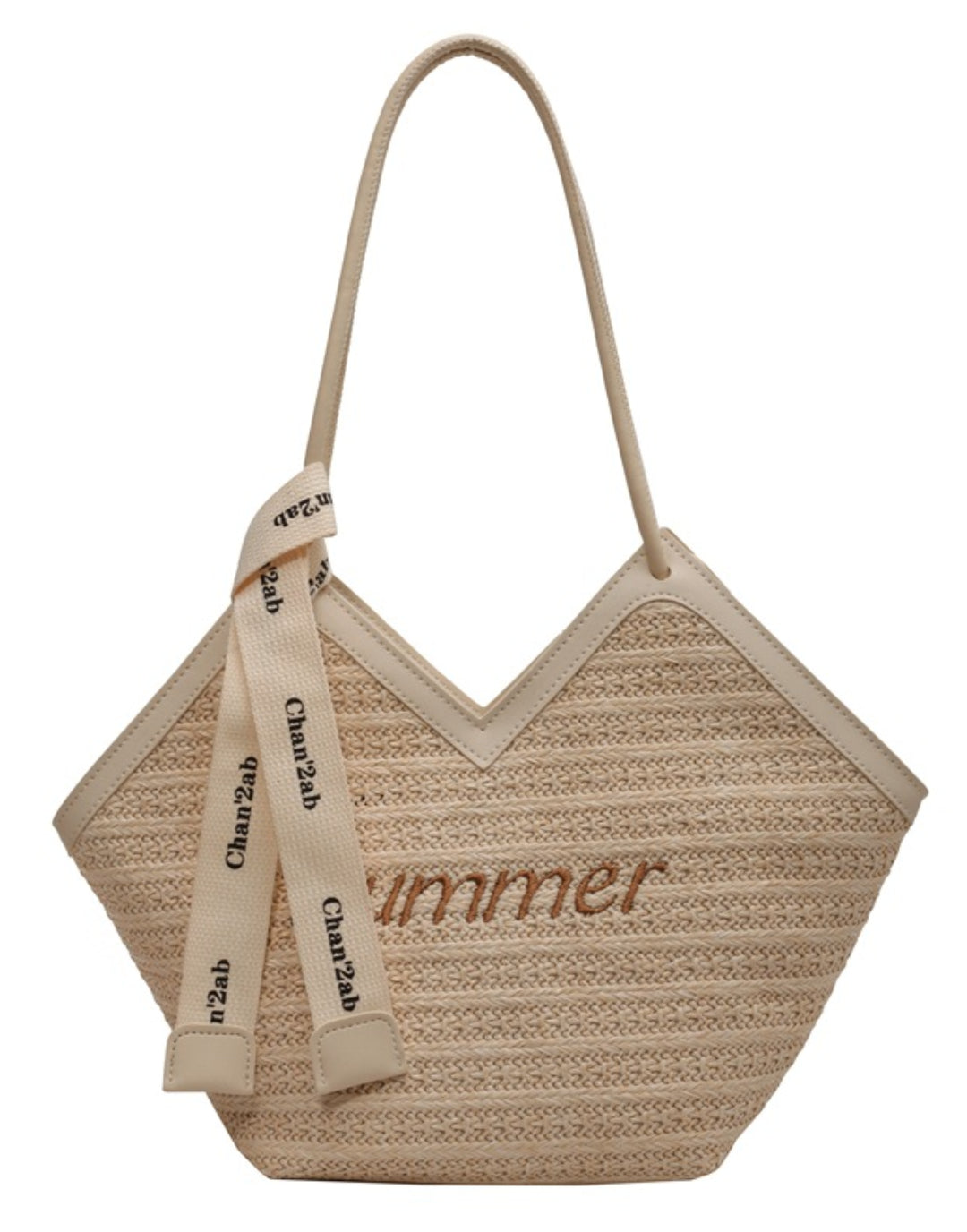 Straw Beach Bags&Tote Embroidery Heart Design Bag