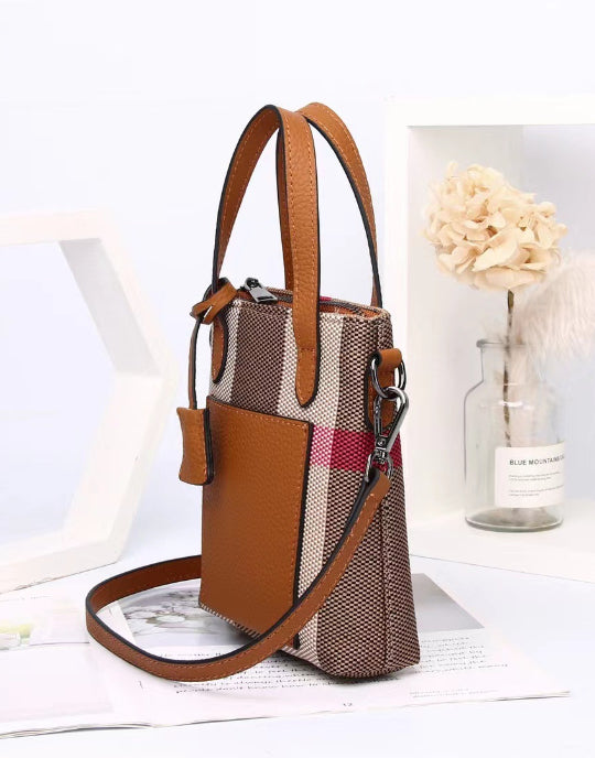 Cow Leather Mini Top Handle Bag & Phone Bag