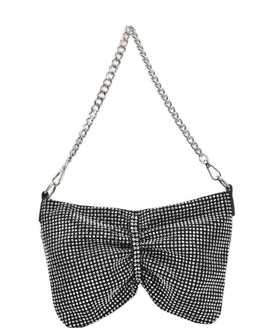 Bow Crystal Metal Chain Shining Shoulder Bag