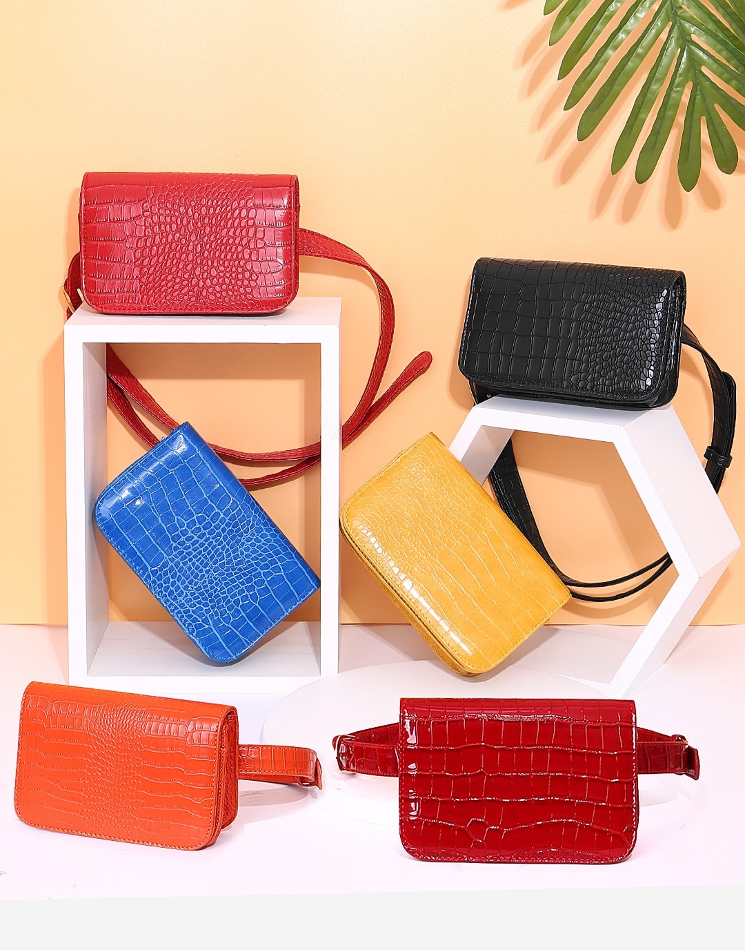 Yenesy Women's Mini Waist Bag Crocodile PU Leather Phone Bag