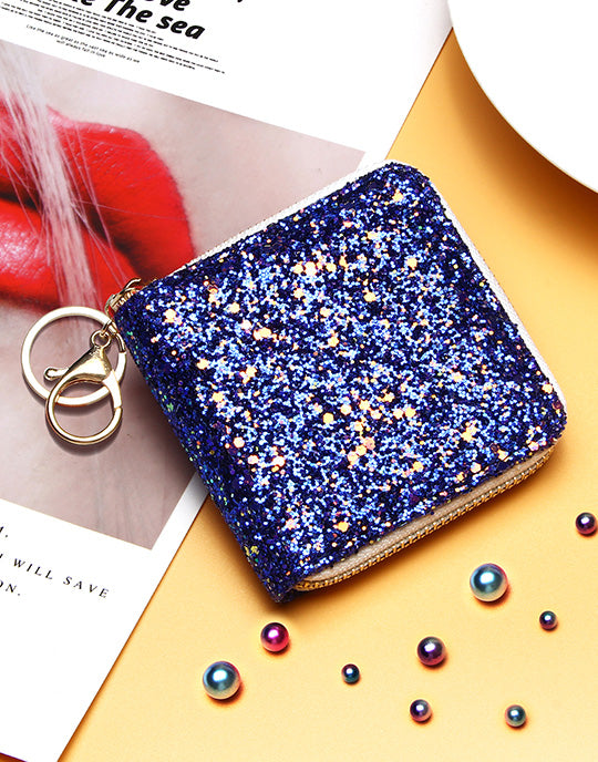 Small Glitter Wallet with Key Ring