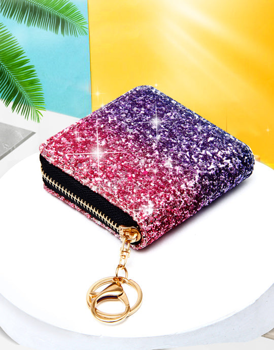 Small Glitter Wallet with Key Ring