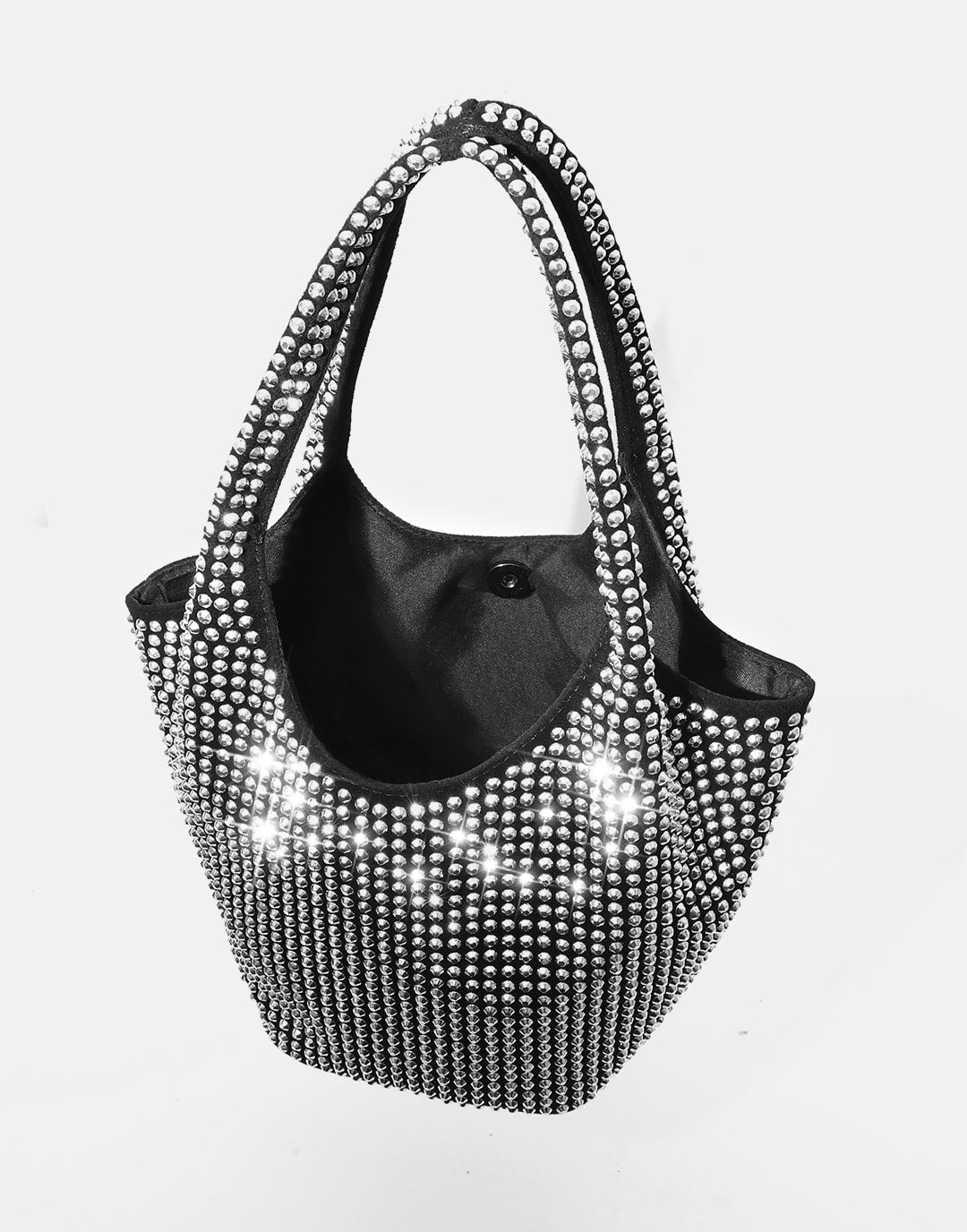 Rhinestone Rivets Handle Bag Chic Purse Bag