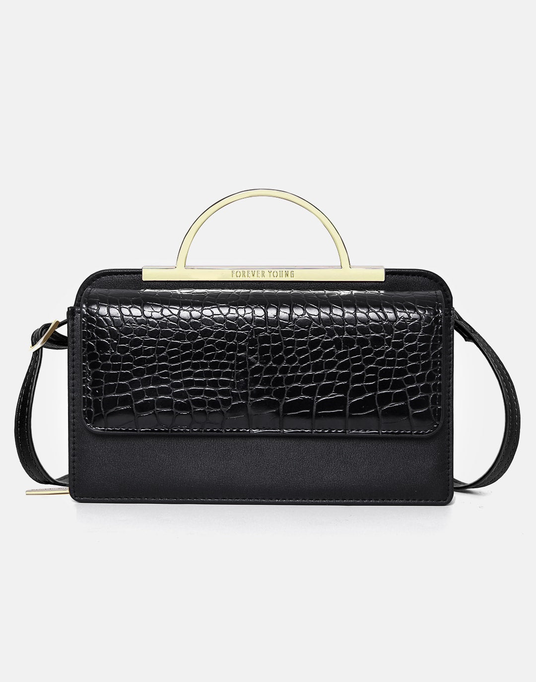 Minimalist Crocodile Printed&Metal Handle Daily Bag