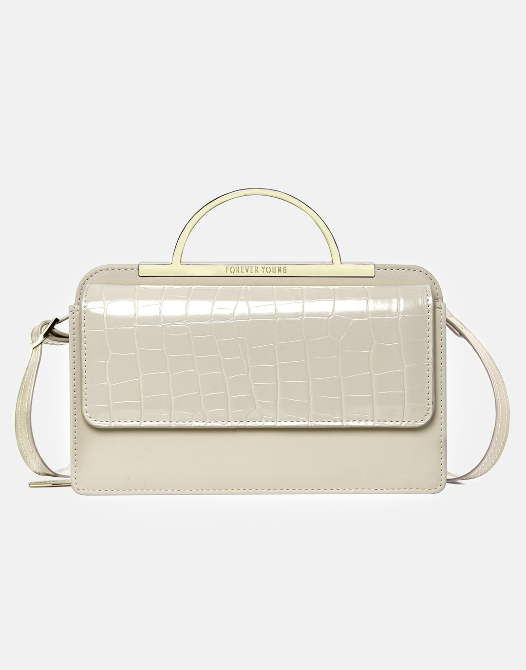 Minimalist Crocodile Printed&Metal Handle Daily Bag